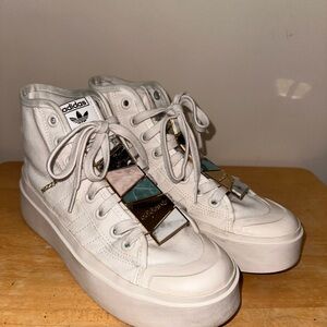 Adidas Women's Nizza Bonega Mid ‘Marbled Lace’ White and Gold High-Top Sneakers